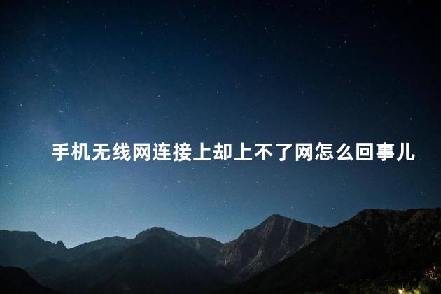 手机无线网连接上却上不了网怎么回事儿，手机连着wifi却上不了网什么原因